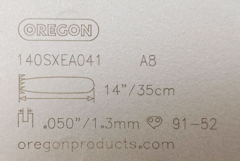 Oznaczenia na prowadnicy Oregon 140SXEA041